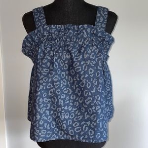 Joie Top Navy Blue with gray designs